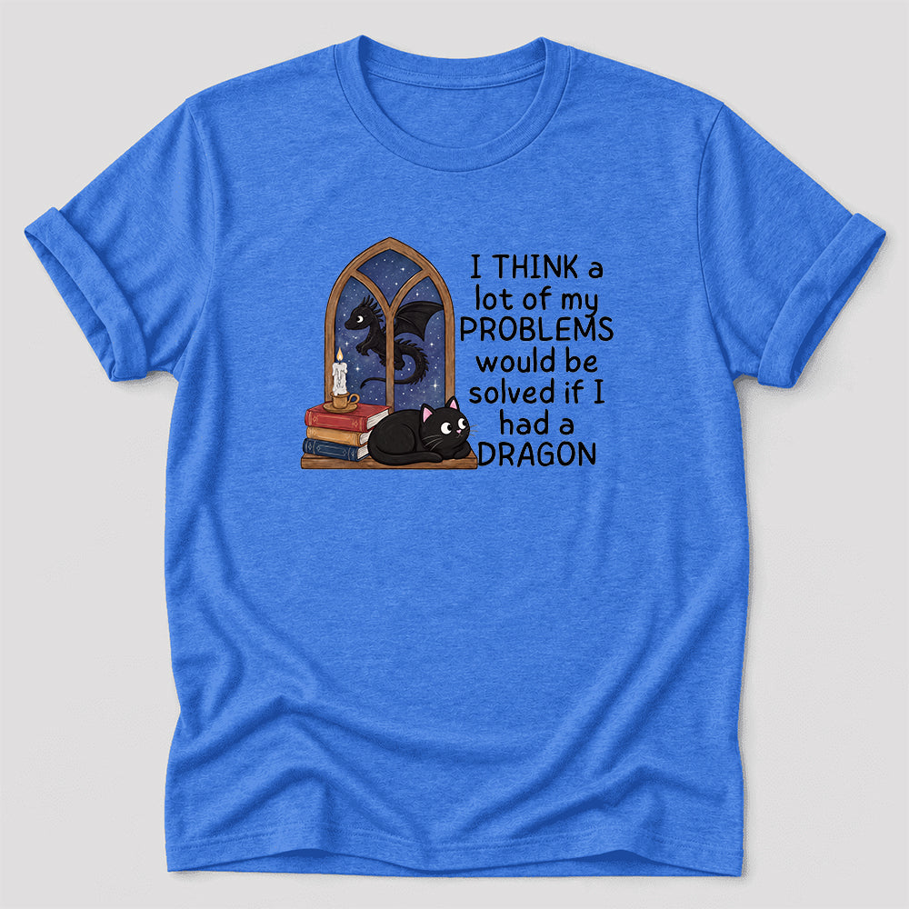 If I Could Have A Dragon Ultra-Soft Cotton T-Shirt | Fantasy Book Lover Gift Heather True Royal