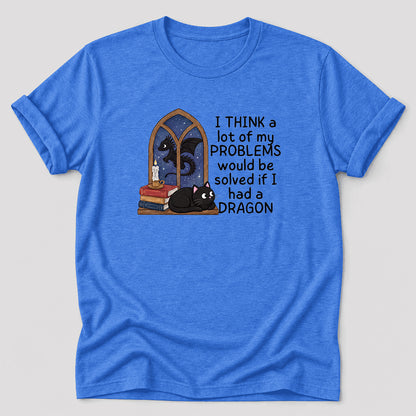 If I Could Have A Dragon Ultra-Soft Cotton T-Shirt | Fantasy Book Lover Gift Heather True Royal