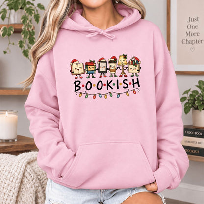 Christmas Bookish Things Softstyle Hoodie | Christmas Gift For Readers Light Pink