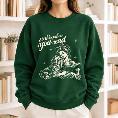 How You Read Dachshund Softstyle Sweatshirt | Cozy Dog Mom Reader Gift Forest Green