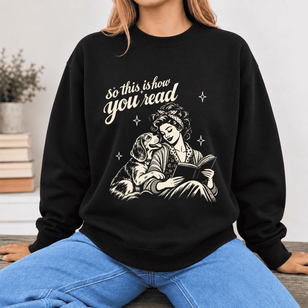 How You Read Beagle Softstyle Sweatshirt | Cozy Dog Mom Reader Gift Black