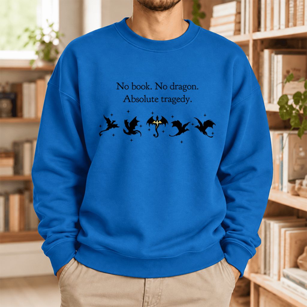 No Book, No Dragon Softstyle Sweatshirt | Fantasy Reader Gift Royal