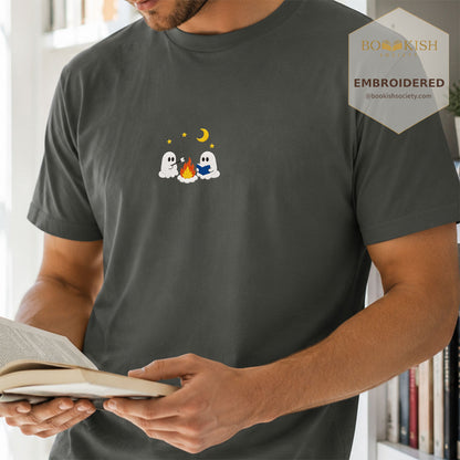 Embroidered Cute Ghost Camping Comfort Color® T-shirt Book Lover Gift Pepper