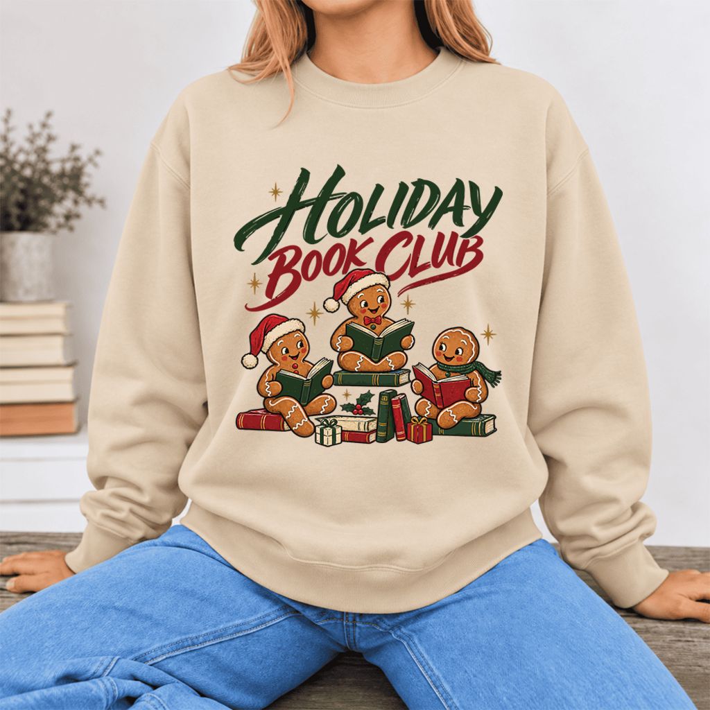 Holiday Book Club Softstyle Sweatshirt | Christmas Book Club Gift Sand