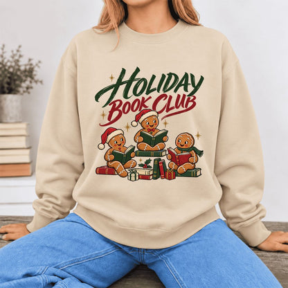 Holiday Book Club Softstyle Sweatshirt | Christmas Book Club Gift Sand