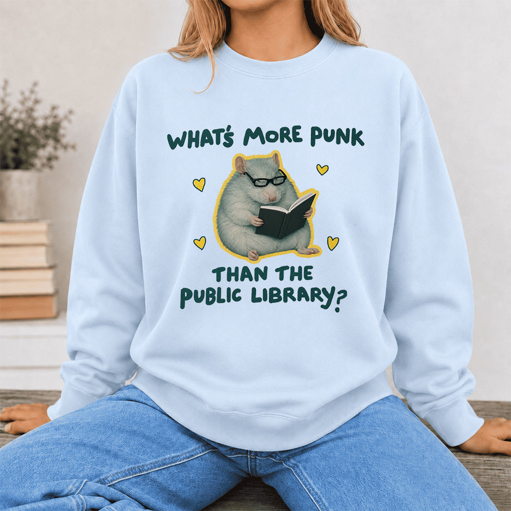 What's More Punk Crewneck Sweatshirt | Reader Gift Light Blue