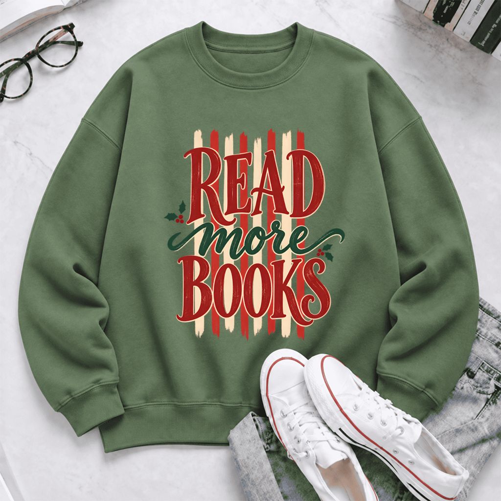 Read More Book Christmas Softstyle Sweatshirt | Christmas Book Lover Gift Military Green