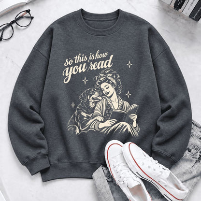 How You Read Rottweiler Softstyle Sweatshirt | Cozy Dog Mom Reader Gift Dark Heather