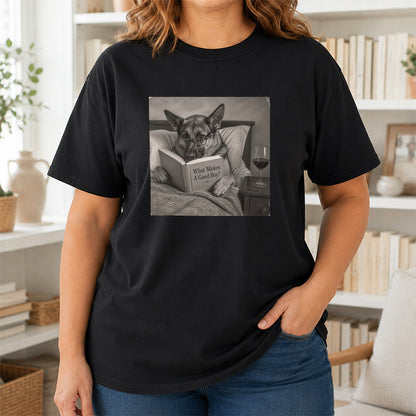 What Makes A Good Boy Printed T-Shirt | Cozy German Shepherd Mom Reader Gift Black