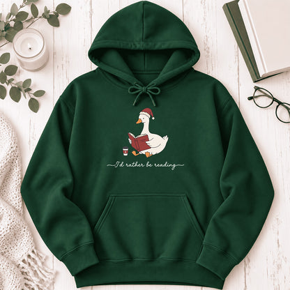 I'd Rather Be Reading Softstyle Hoodie | Christmas Book Lover Gift Forest Green