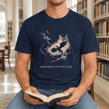 Romantasy Survival Club Ultra-Soft Cotton T-Shirt | Fantasy Book Lover Gift Navy