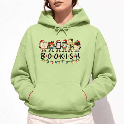 Christmas Bookish Things Softstyle Hoodie | Christmas Gift For Readers Pistachio