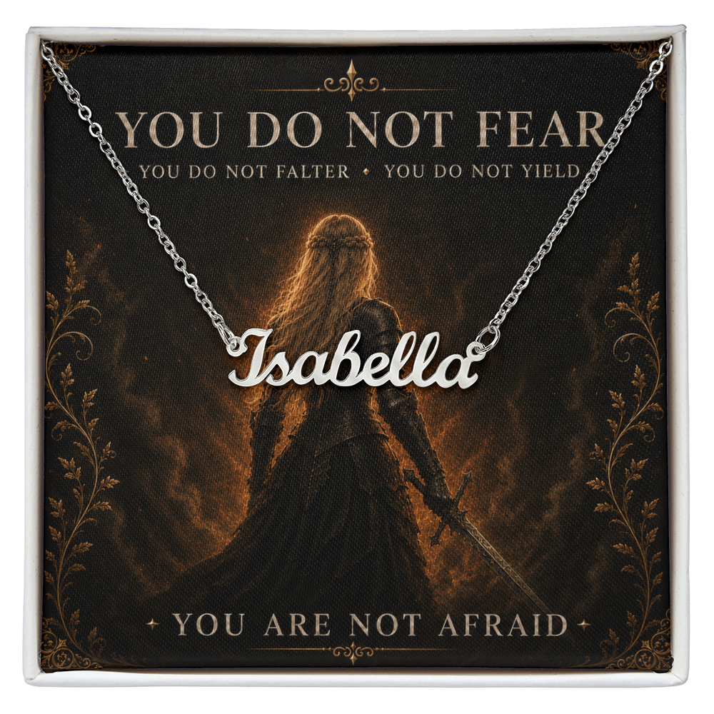 You Do Not Fear Decorative Card And Custom Name Polished Stainless Steel Necklace With Box Book Lover Gift Font 1