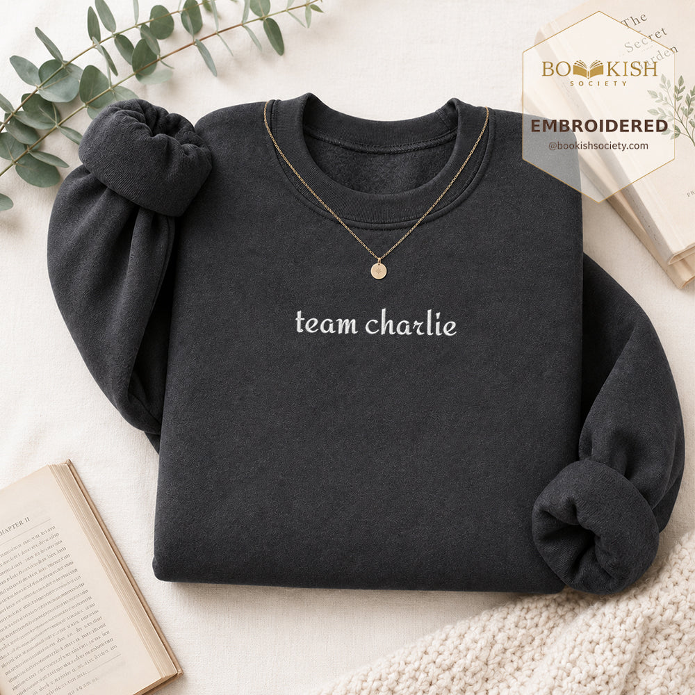 Team Charlie Embroidered Sweatshirt | Reader Gift Dark Heather