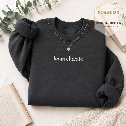 Team Charlie Embroidered Sweatshirt | Reader Gift Dark Heather