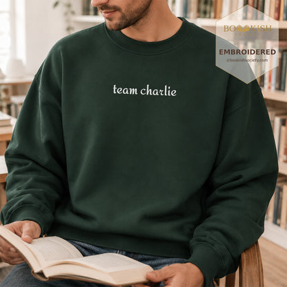 Team Charlie Embroidered Sweatshirt | Reader Gift Forest Green