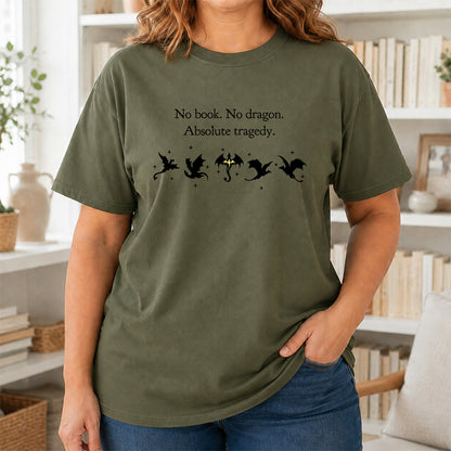 No Book No Dragon Softstyle T-Shirt | Book Lover Gift Military Green
