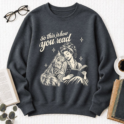 How You Read Maine Coon Softstyle Sweatshirt | Cozy Cat & Book Lover Gift Dark Heather