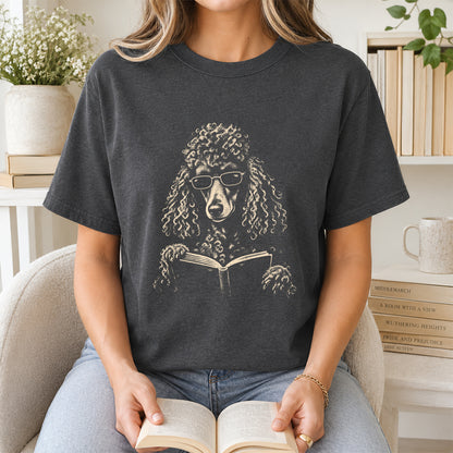 Poodle Reading Book Softstyle T-Shirt | Book Lover Gift Dark Heather