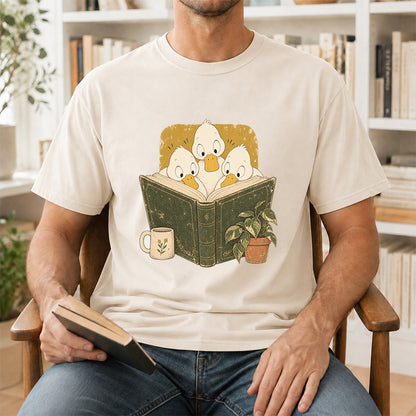 Minimal Japanese Ducks Reading Softstyle T-Shirt | Book Lover Gift Natural