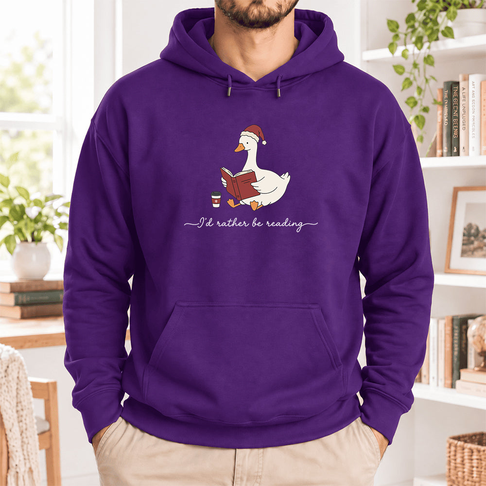 I'd Rather Be Reading Softstyle Hoodie | Christmas Book Lover Gift Purple