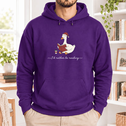 I'd Rather Be Reading Softstyle Hoodie | Christmas Book Lover Gift Purple