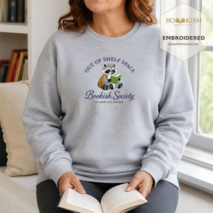 Funny Raccoon Embroidered Sweatshirt | Reader Gift Sport Grey