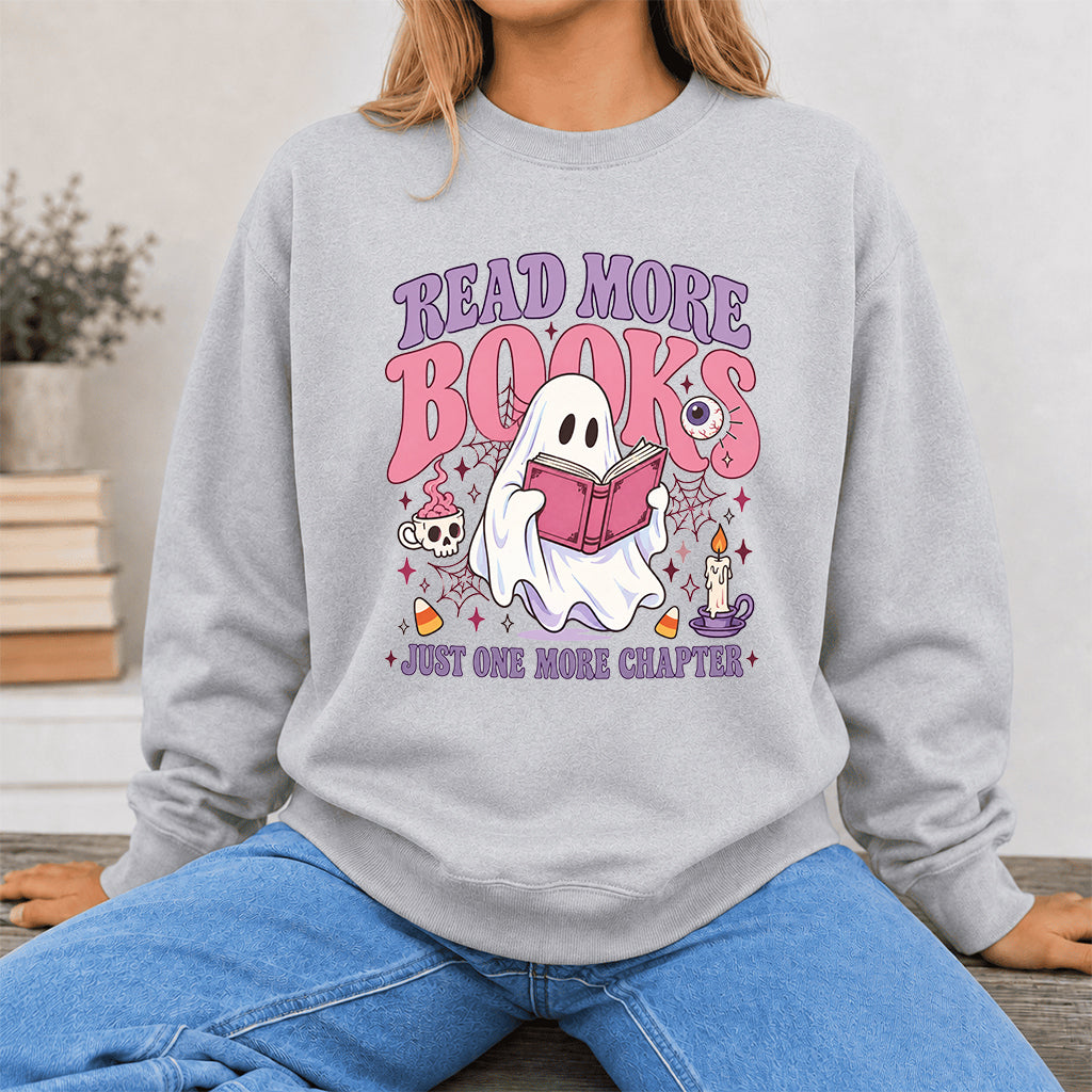 Read More Books Printed Sweatshirt | Halloween Book Lover Gift Sport Grey