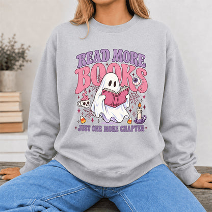 Read More Books Printed Sweatshirt | Halloween Book Lover Gift Sport Grey