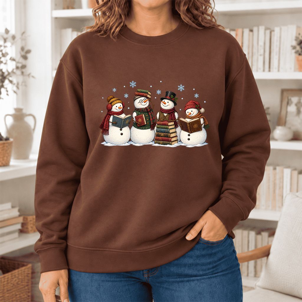 Bookish Snowman Club Softstyle Sweatshirt | Christmas Book Lover Gift Cocoa
