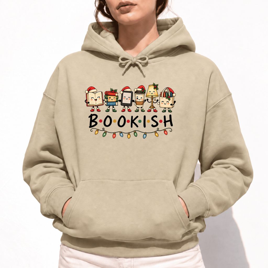 Christmas Bookish Things Softstyle Hoodie | Christmas Gift For Readers Sand
