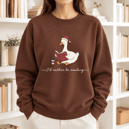 I'D Rather Be Reading Softstyle Sweatshirt | Christmas Book Lover Gift Cocoa