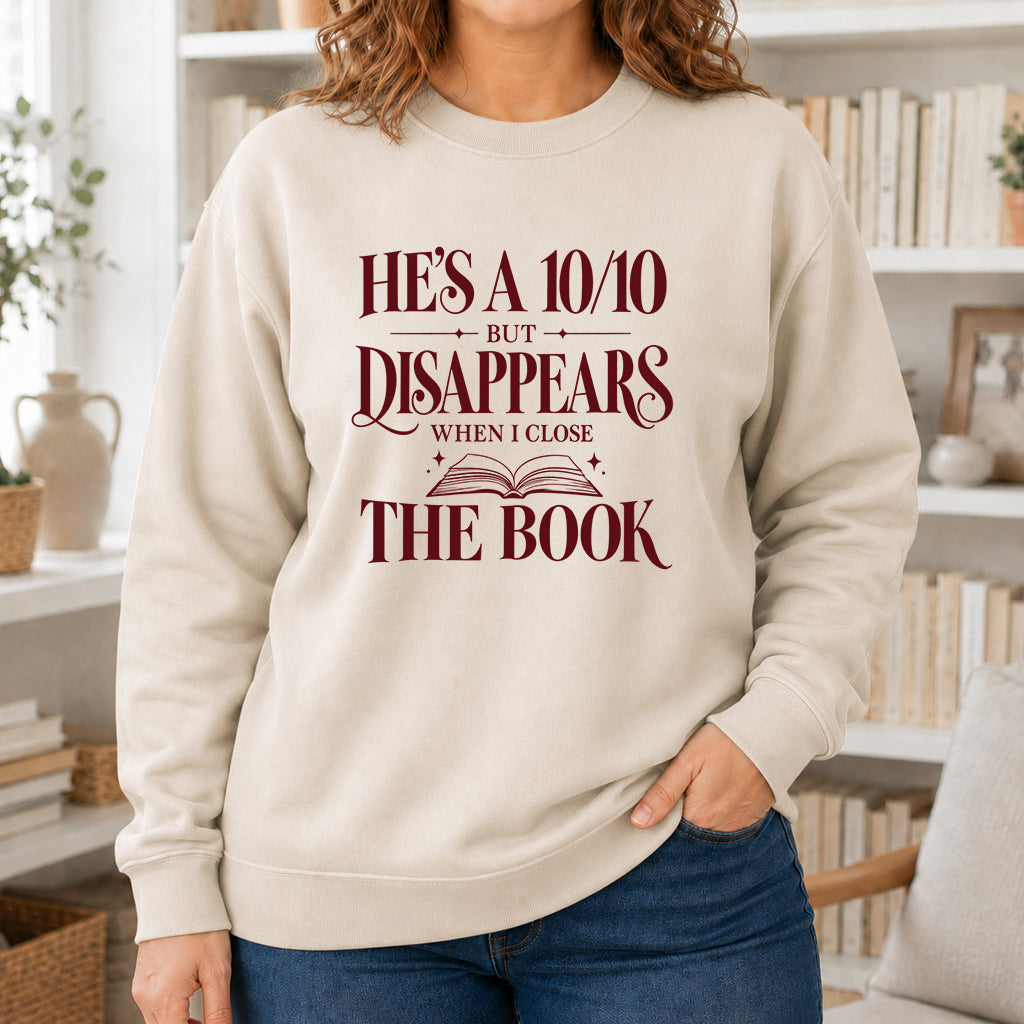 He's A 10/10 Fiction Boyfriend Crewneck Sweatshirt | Romantasy Reader Gift Sand