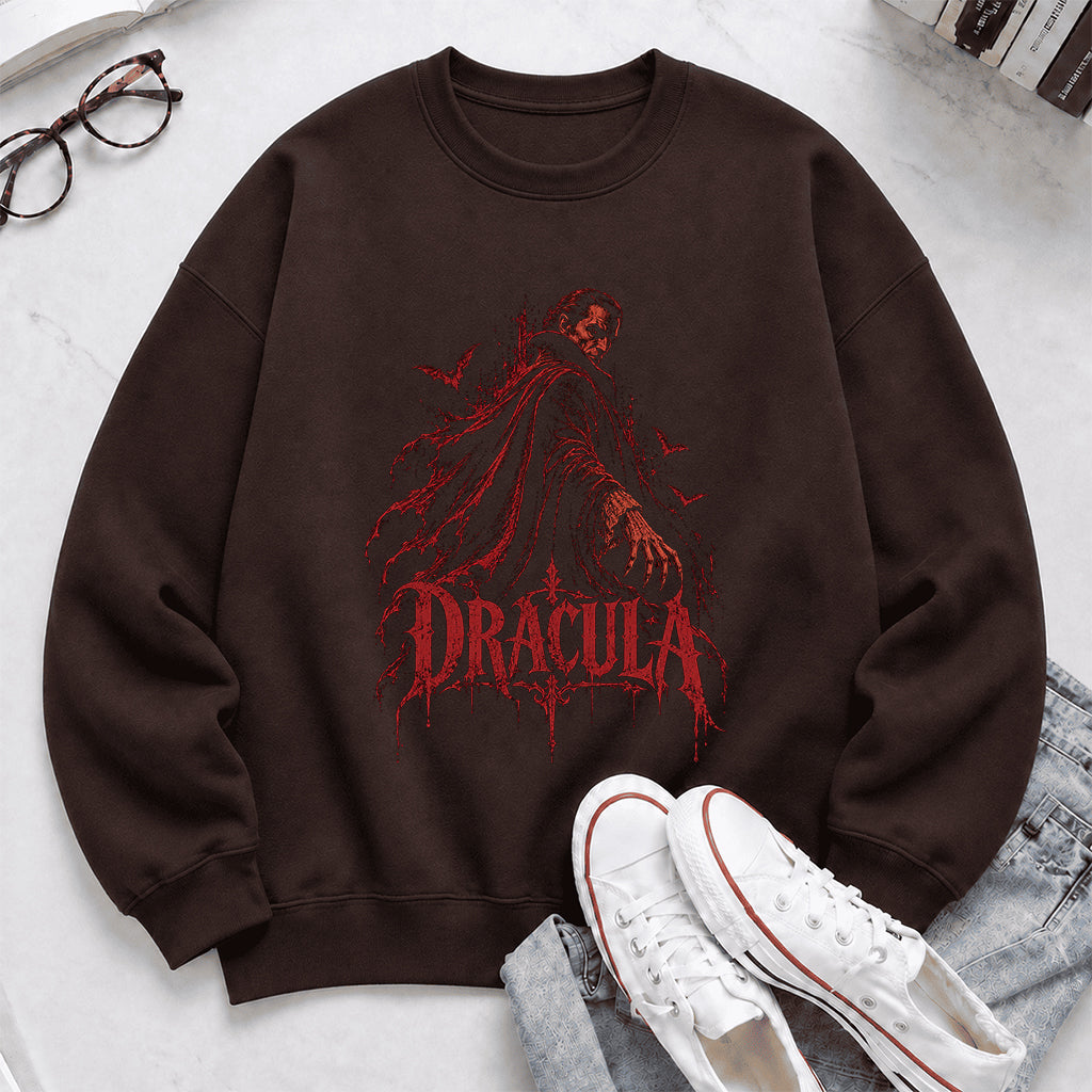 Dracula Vampire Gothic Crewneck Sweatshirt | Halloween Book Lover Gift Dark Chocolate