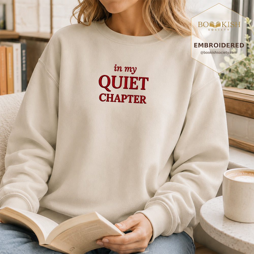 In My Quiet Chapter Embroidered Sweatshirt | Reader Gift Sand