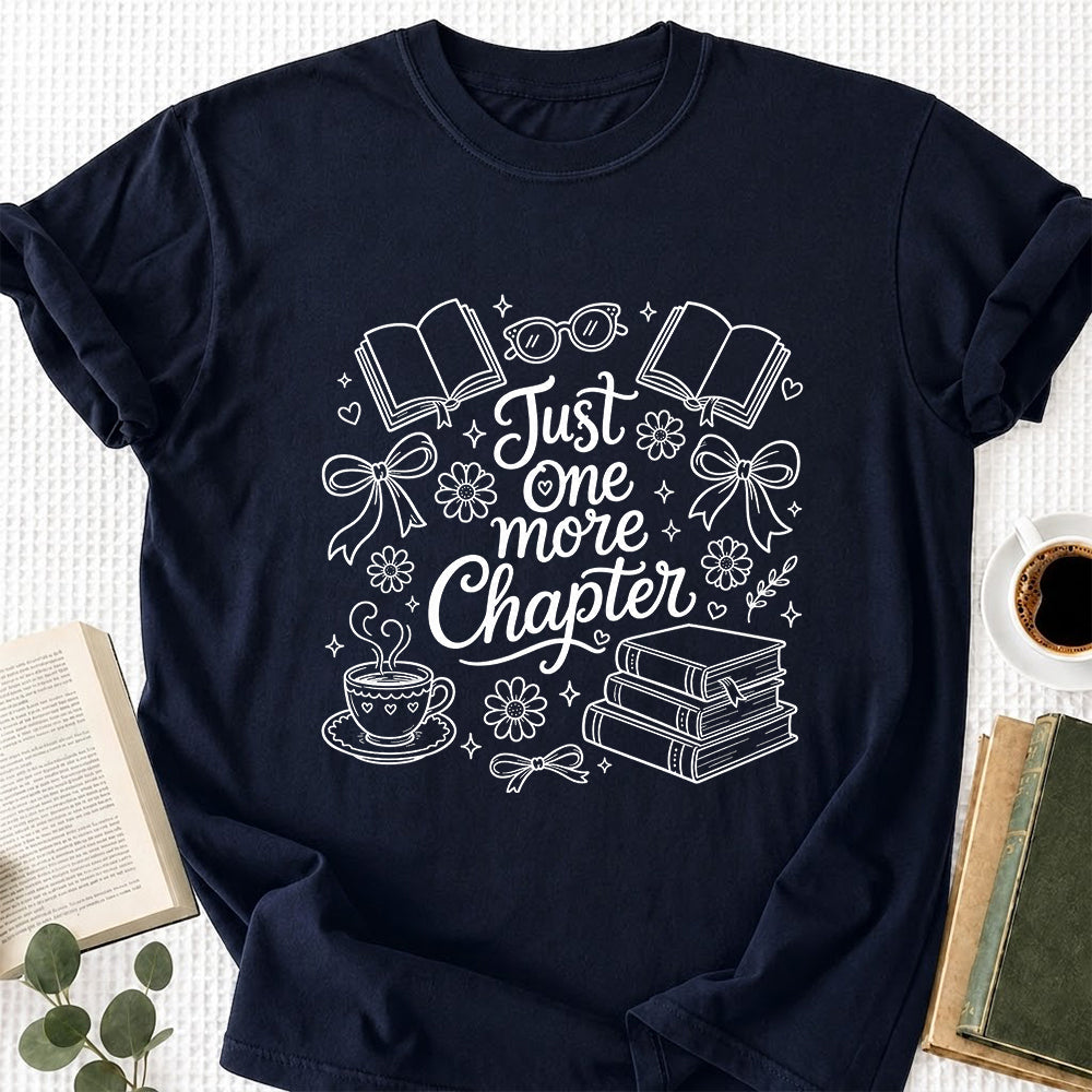 Just One More Chapter Softstyle T-Shirt | Book Lover Gift Navy