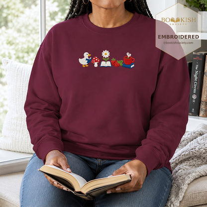 Duck Mushroom Embroidered Sweatshirt | Reader Gift Maroon