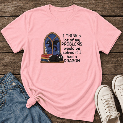 If I Could Have A Dragon Ultra-Soft Cotton T-Shirt | Fantasy Book Lover Gift Pink