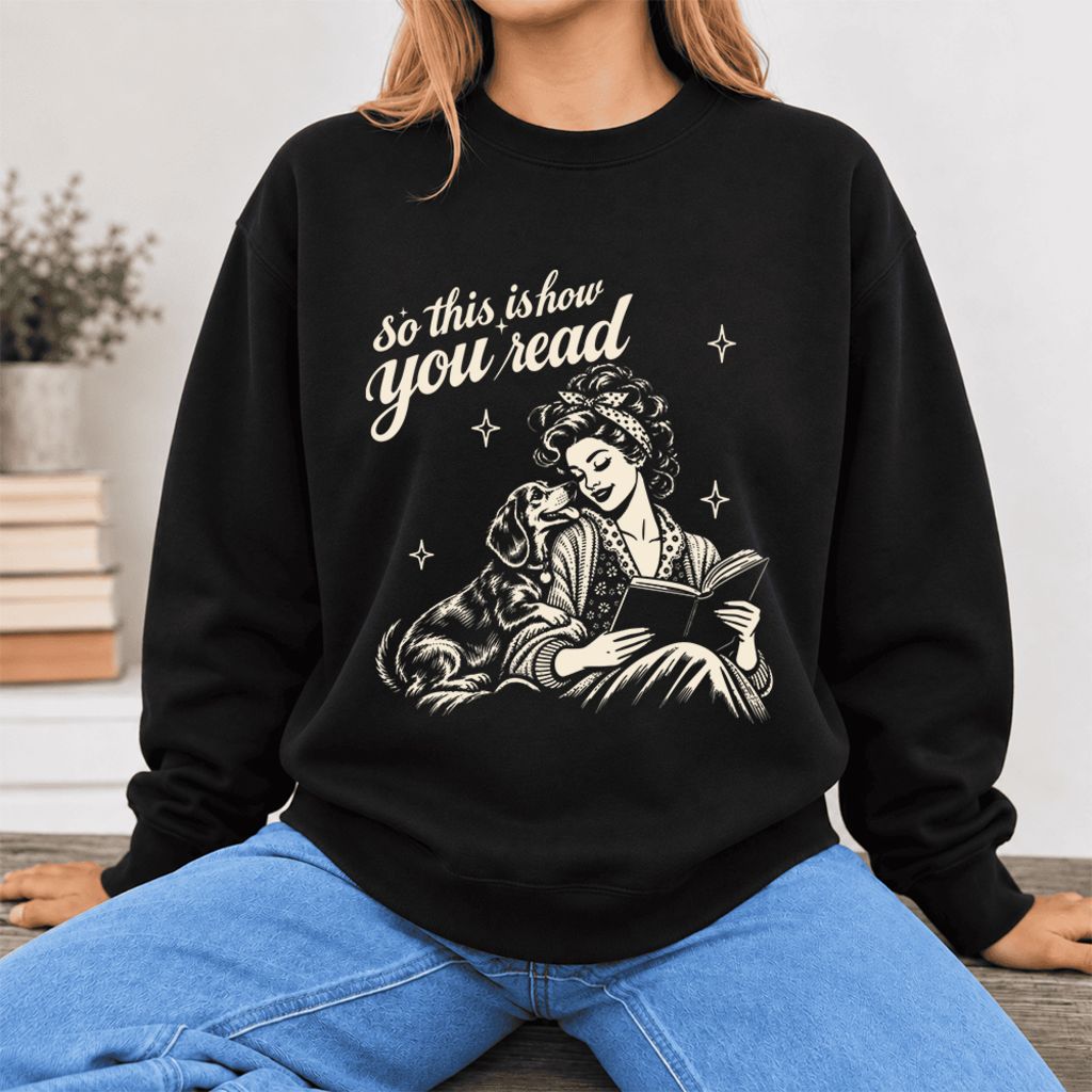 How You Read Dachshund Softstyle Sweatshirt | Cozy Dog Mom Reader Gift Black