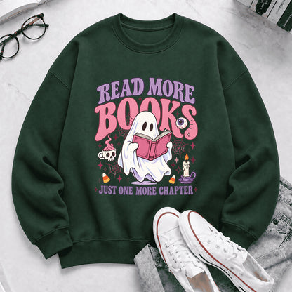 Read More Books Printed Sweatshirt | Halloween Book Lover Gift Forest Green