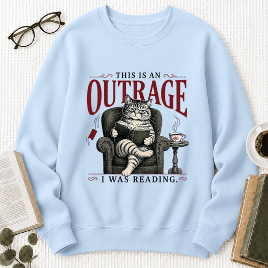This Is An Outrage Crewneck Sweatshirt | Reader Gift Light Blue
