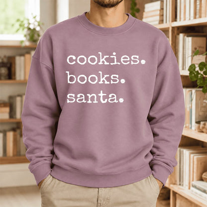 Cookies Books Santa Softstyle Sweatshirt | Christmas Book Lover Gift Paragon