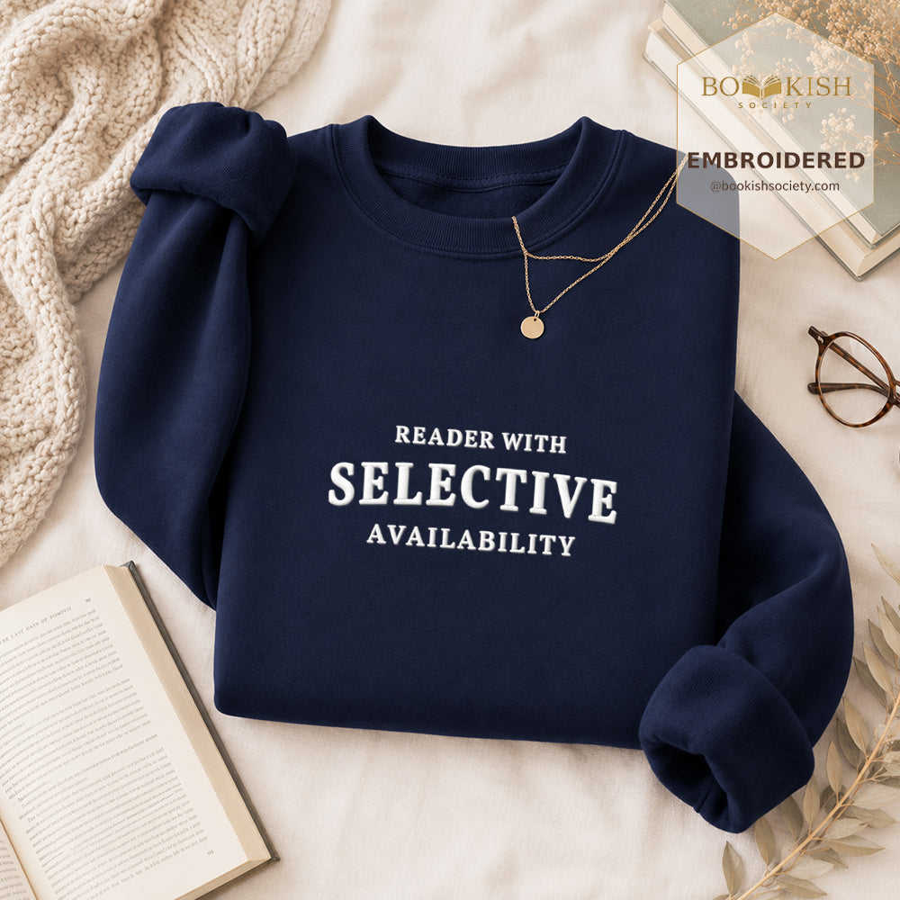 Reader With Selective Availability Embroidered Sweatshirt | Reader Gift Navy