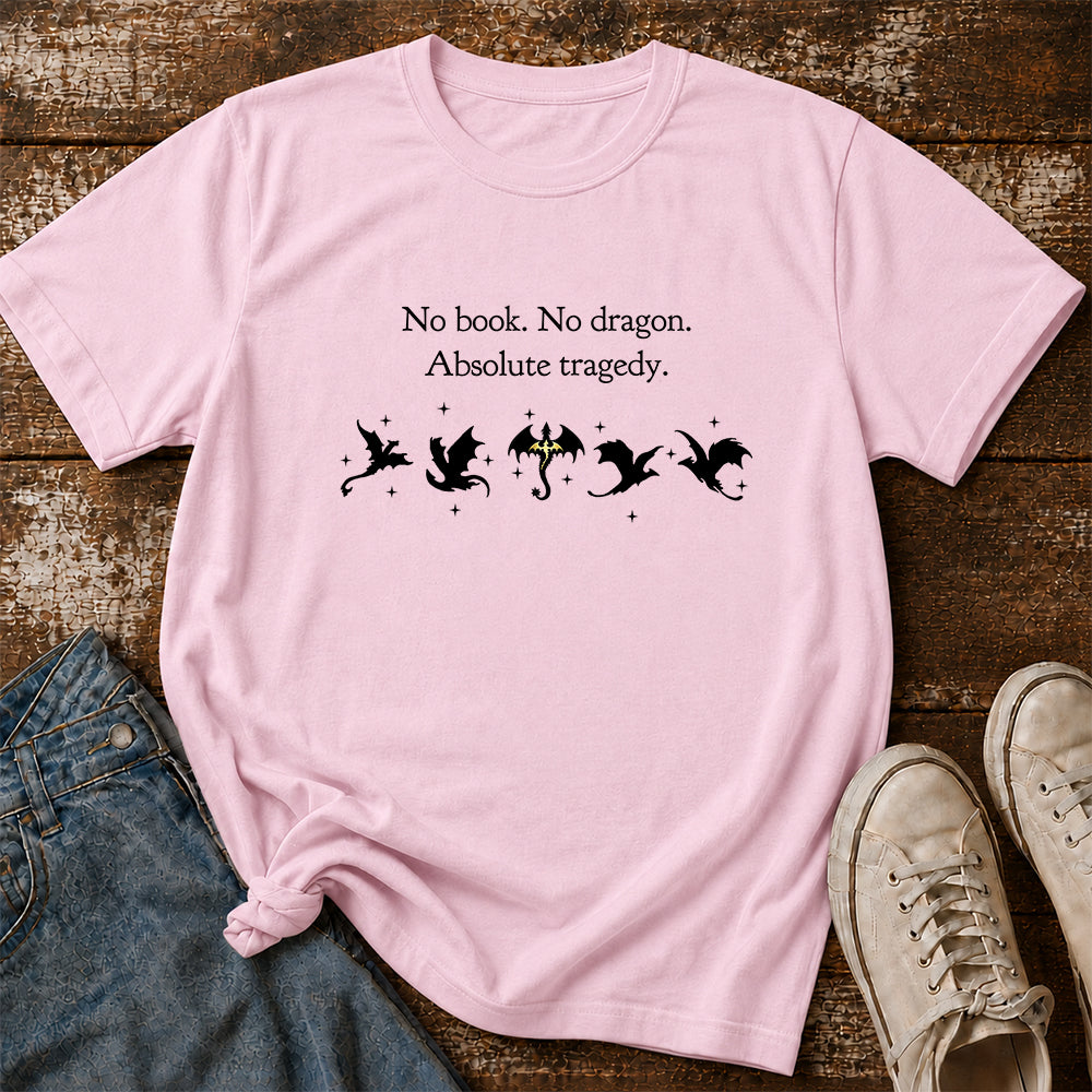 No Book No Dragon Softstyle T-Shirt | Book Lover Gift Light Pink