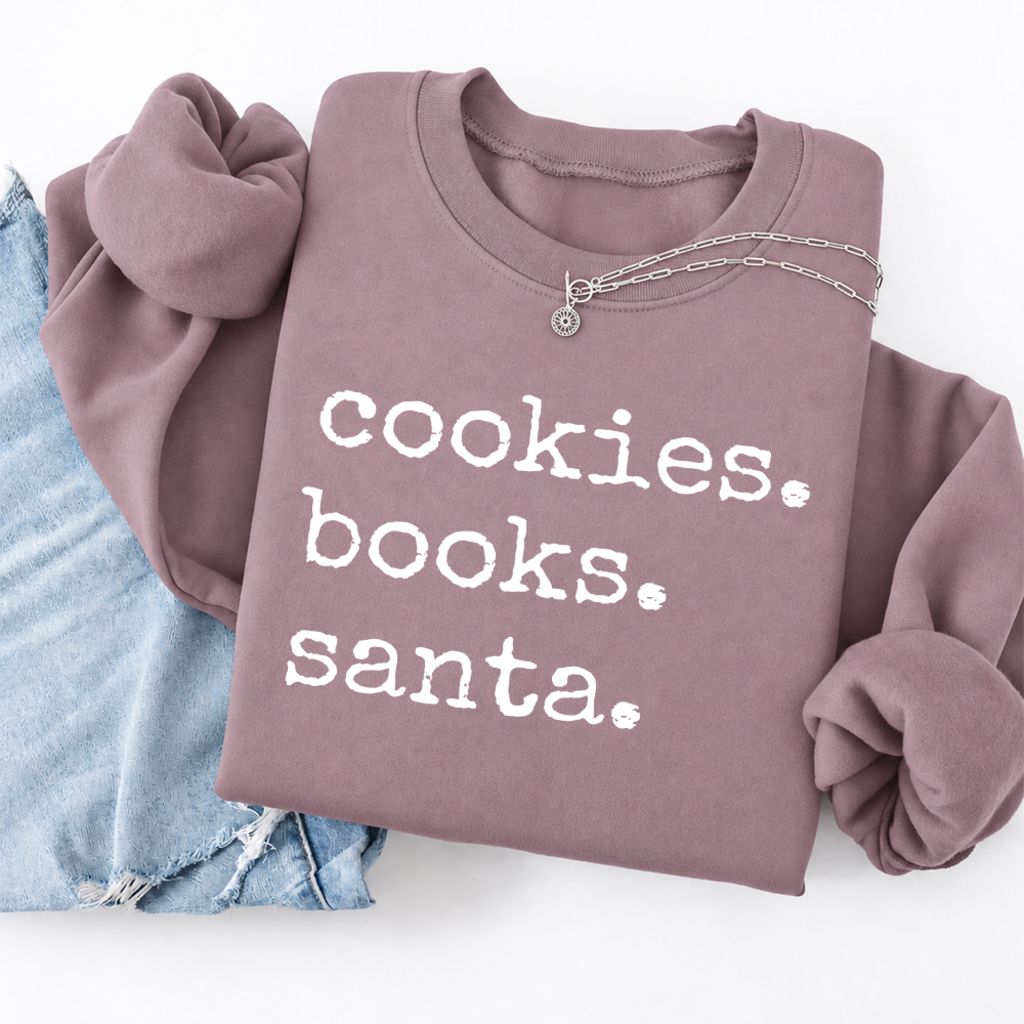 Cookies Books Santa Softstyle Sweatshirt | Christmas Book Lover Gift Paragon