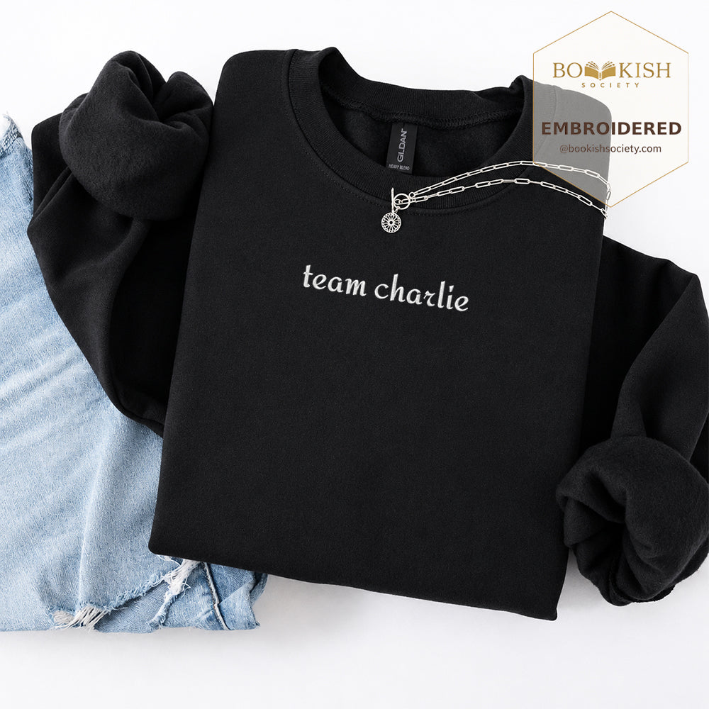 Team Charlie Embroidered Sweatshirt | Reader Gift Black