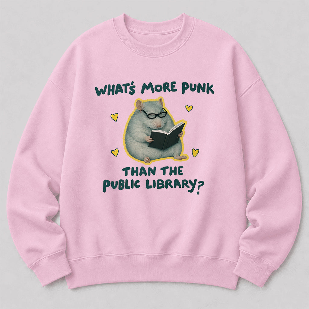 What's More Punk Crewneck Sweatshirt | Reader Gift Light Pink