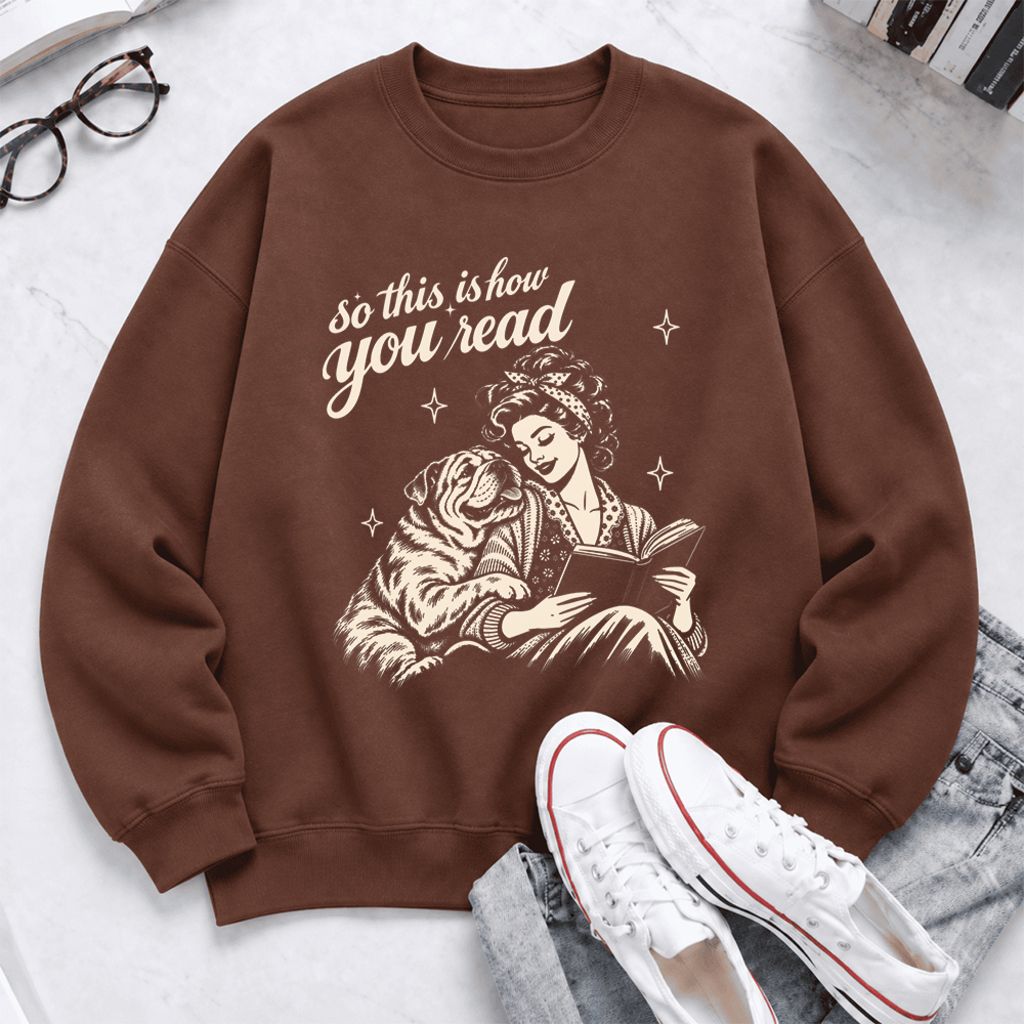 How You Read English Bulldog Softstyle Sweatshirt | Cozy Dog Mom Reader Gift Cocoa