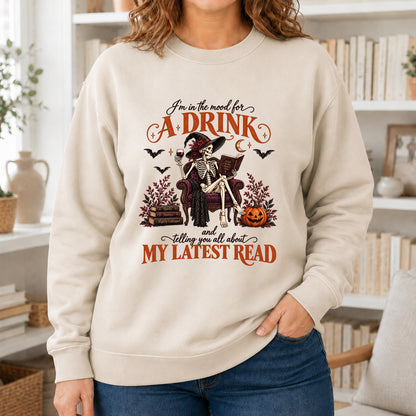 Telling You All About My Lastest Read Printed Sweatshirt | Halloween Reader Gift Sand
