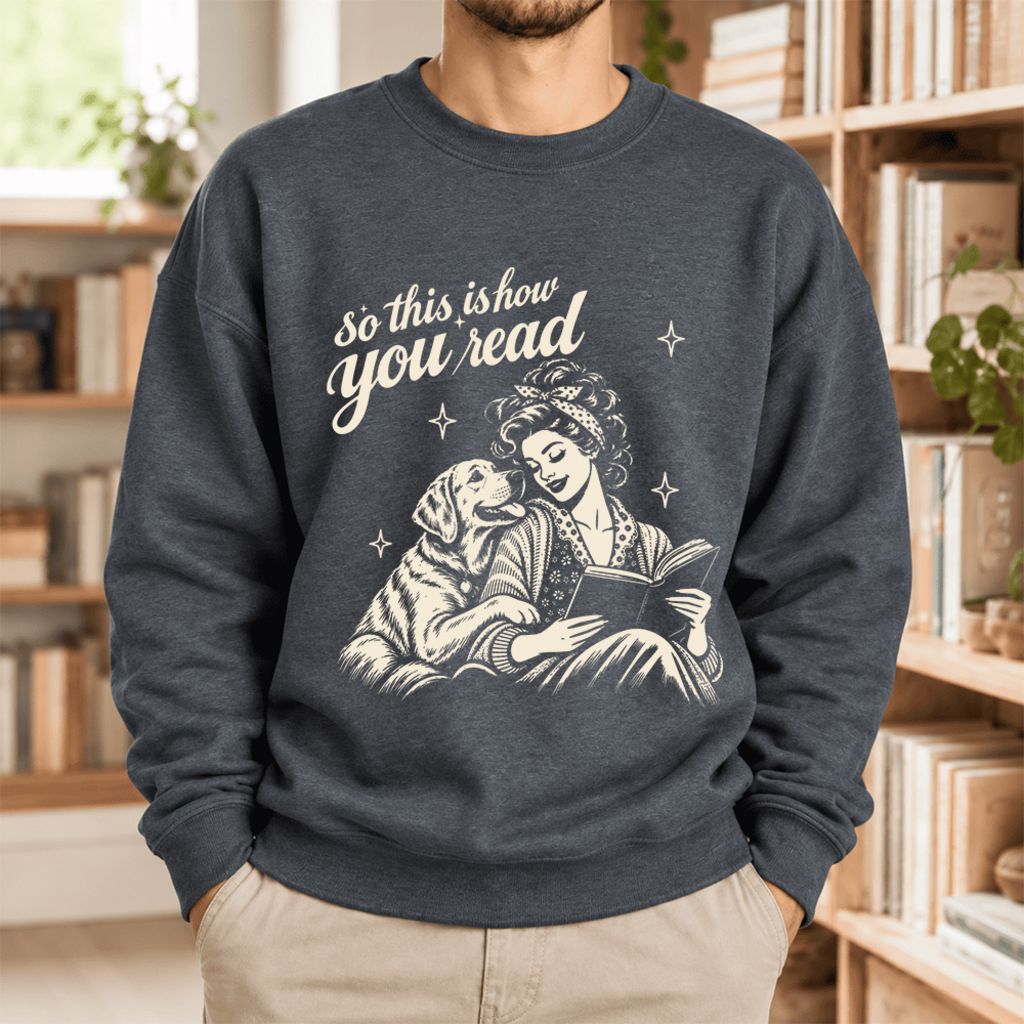 How You Read Labrador Retriever Softstyle Sweatshirt | Cozy Dog Mom Reader Gift Dark Heather